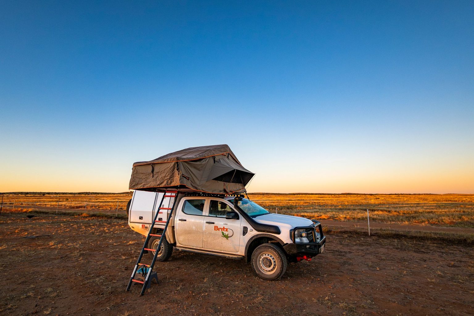 A Britz Warrior 4WD at William Creek, South Australia