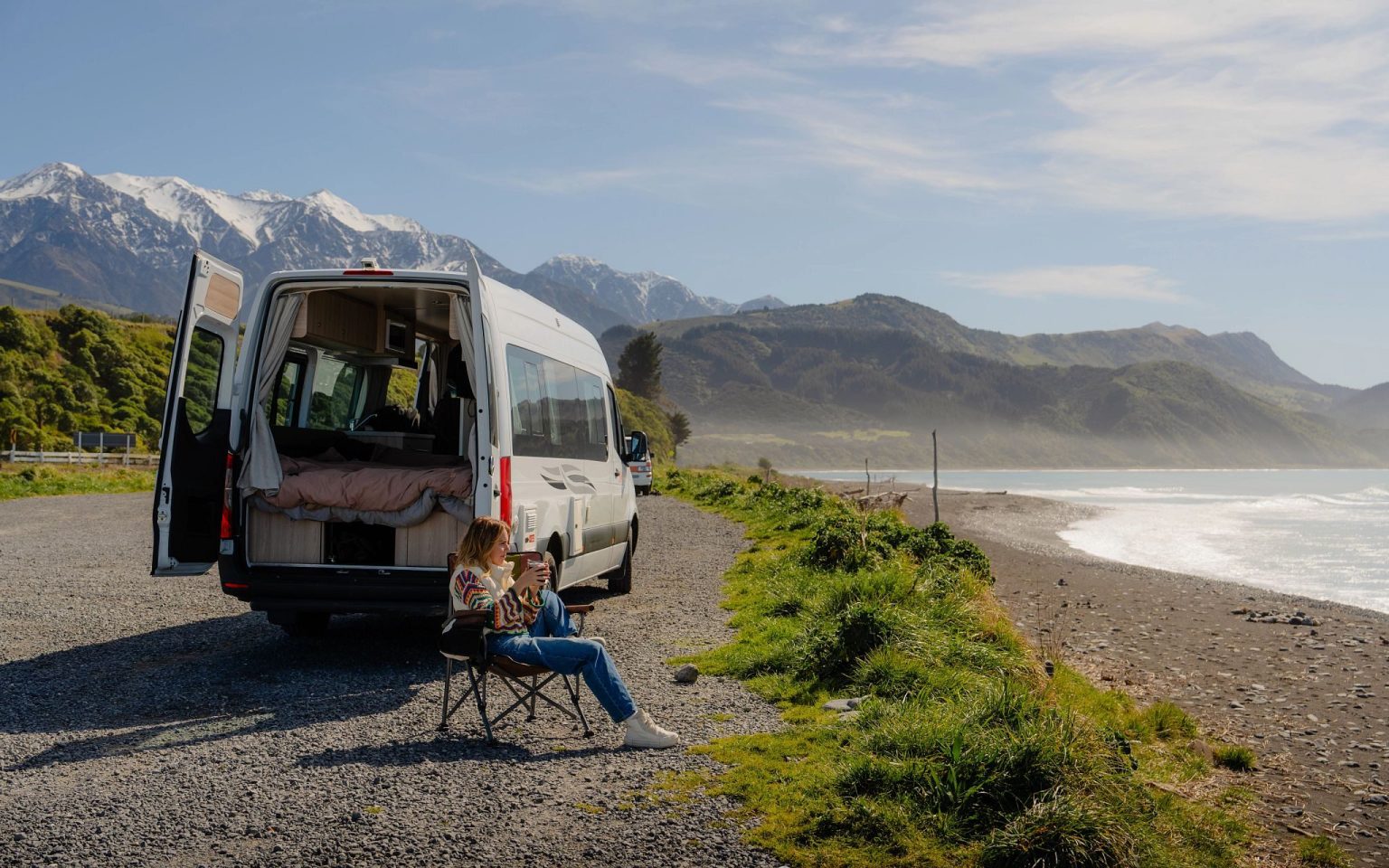 A Britz Venturer campervan at Kaikoura, South Island, New Zealand