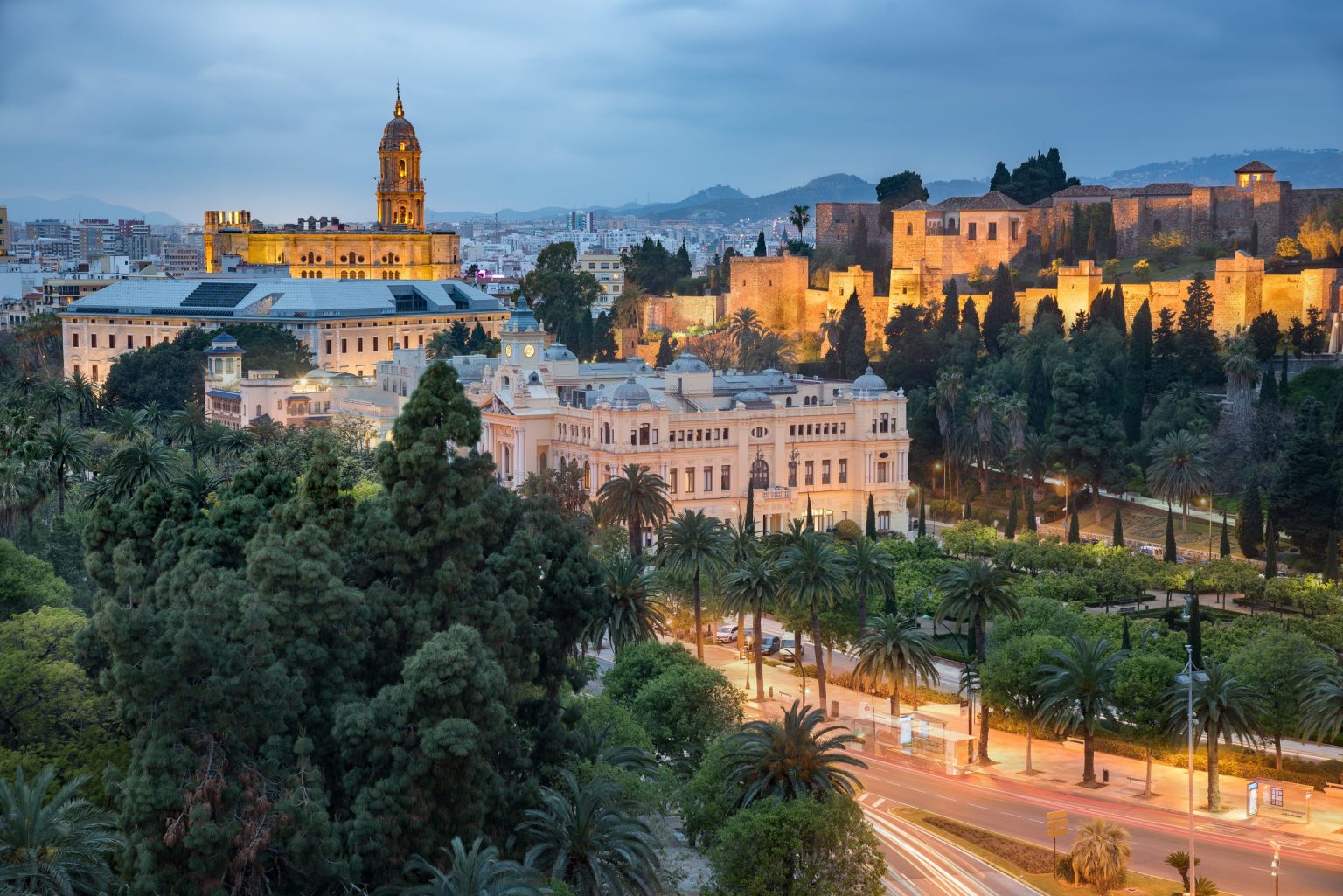 Malaga's Alcazaba and cathedral above the old town
