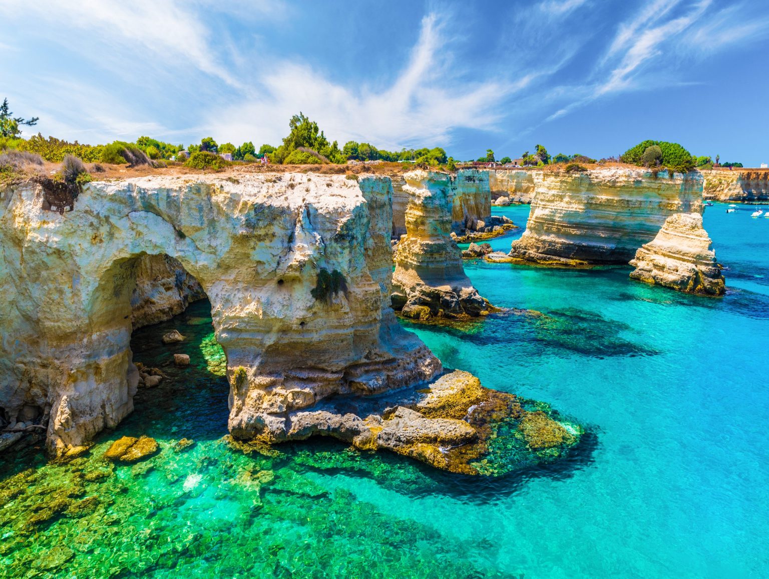 The sea stacks at Torre Sant'Andrea on the Salento coast, Puglia