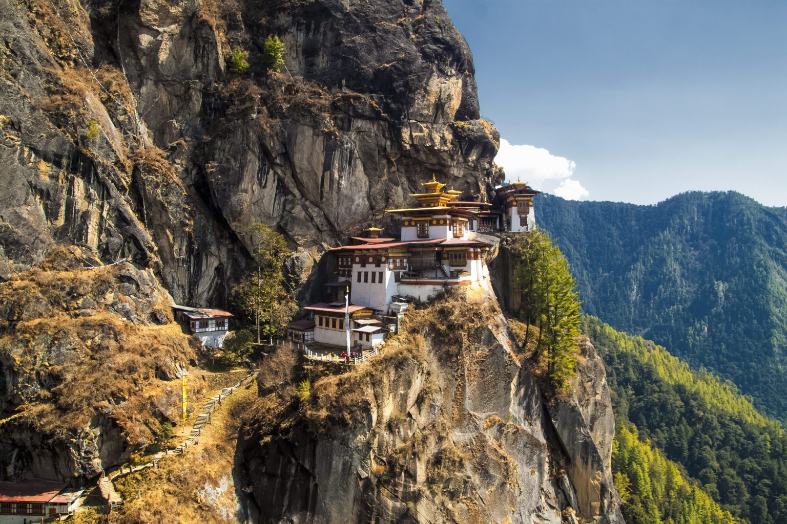 Tiger's Nest monastery on its cliff above Paro