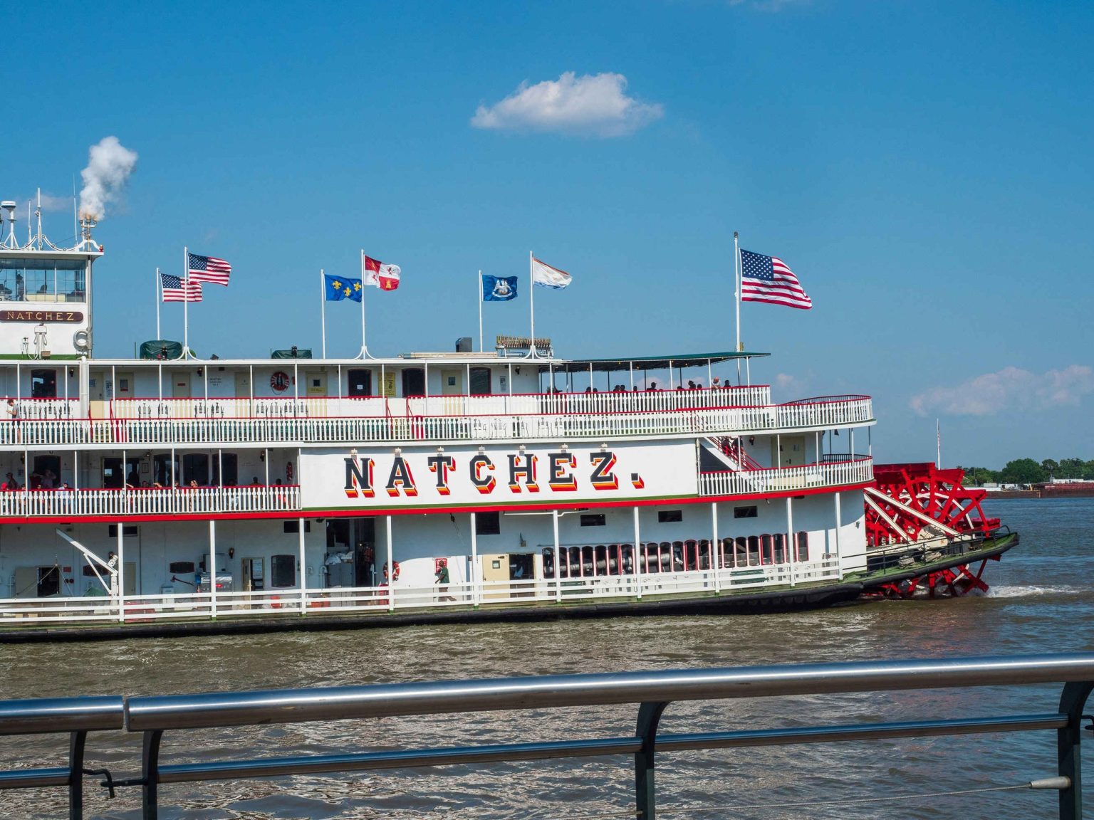 The Natchez paddle steamer on the Mississippi River in New Orleans