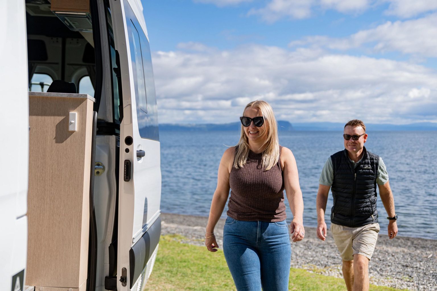 A Britz Venturer campervan at Lake Taupo, North Island, New Zealand