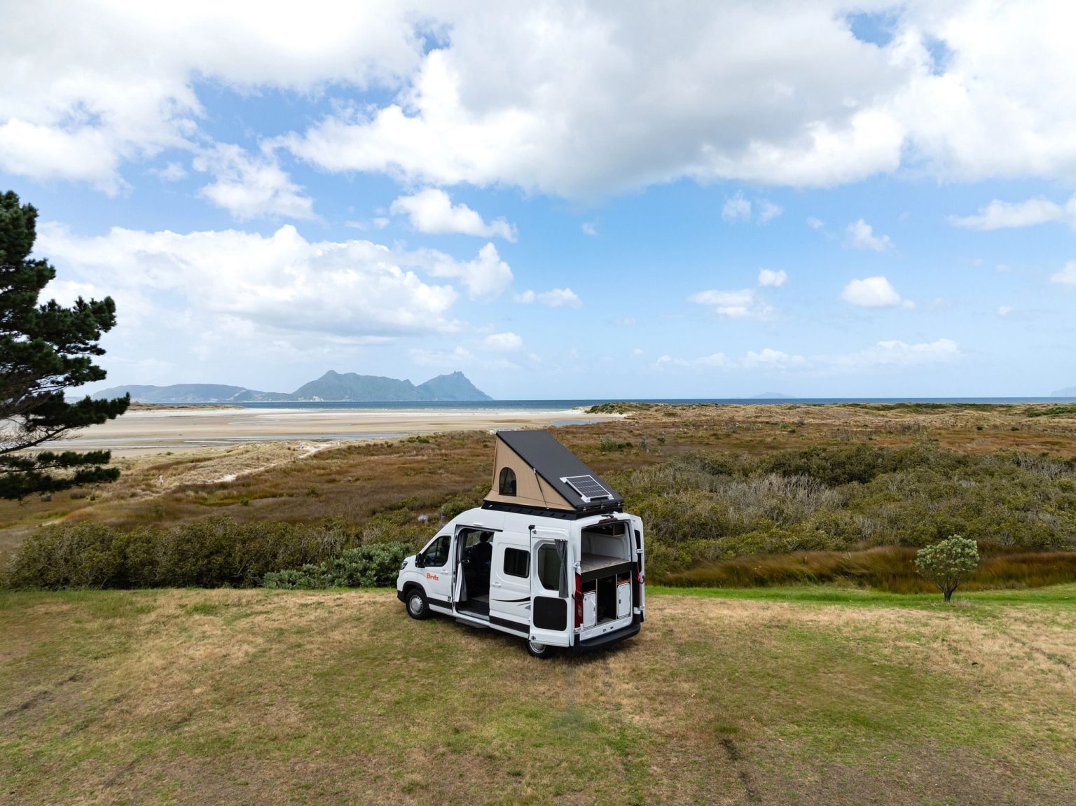 A Britz Voyager campervan at Waipu, North Island, New Zealand
