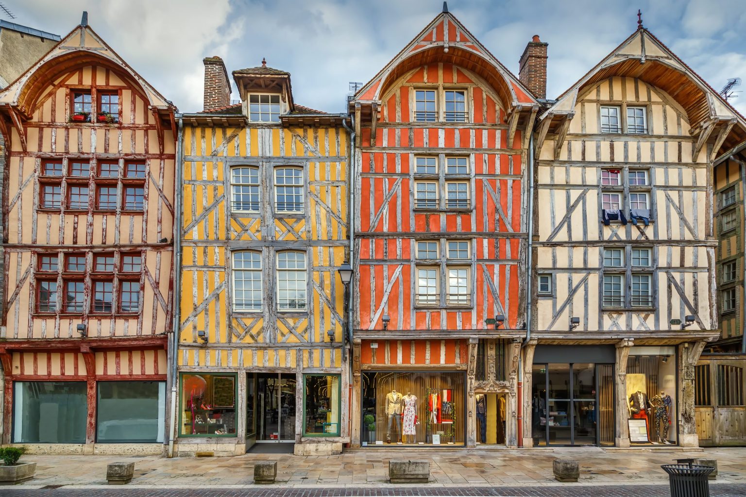 Half-timbered houses in the old town of Troyes, Champagne