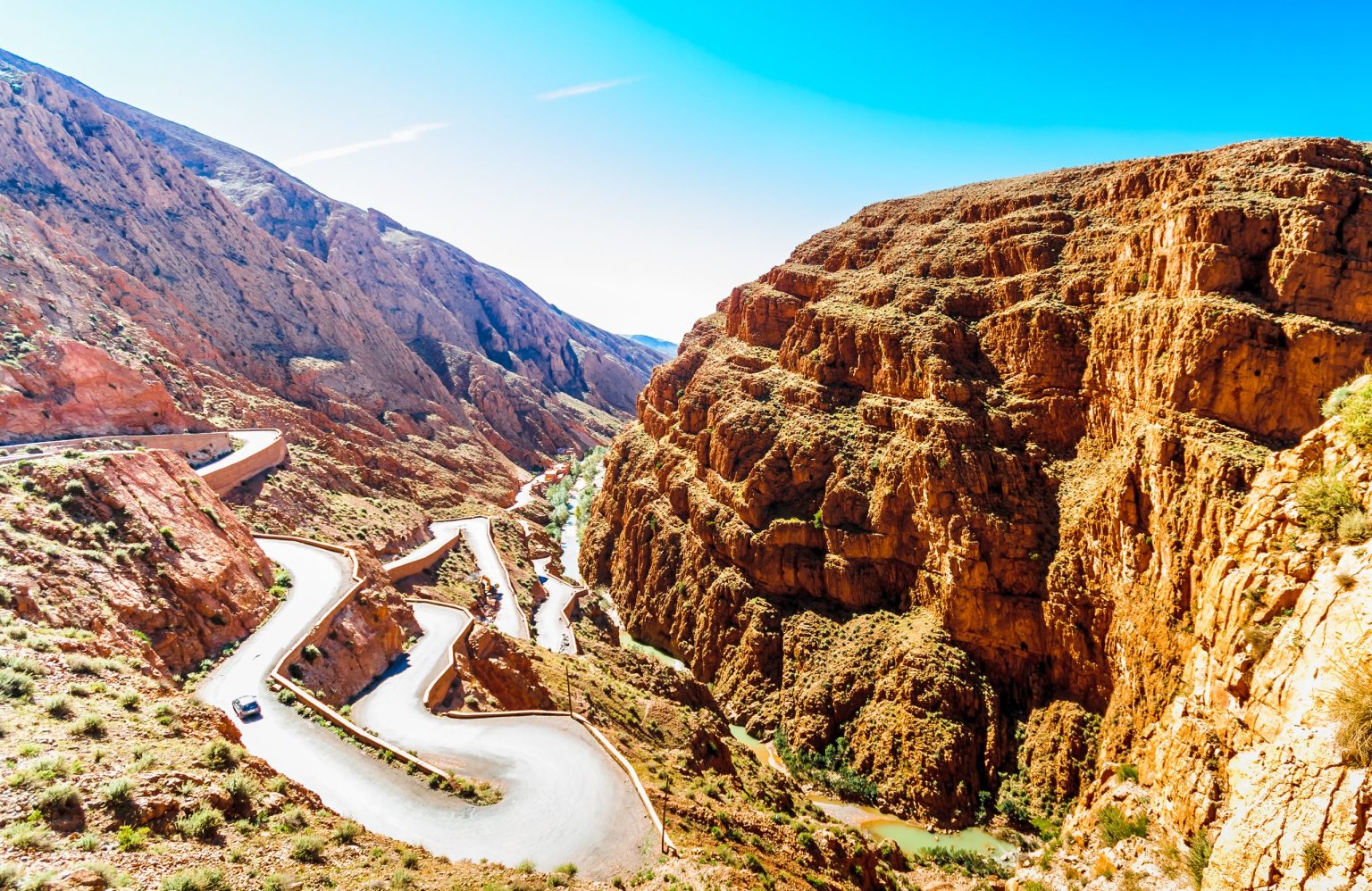 Hairpin road climbing out of the Dades Gorge, Morocco