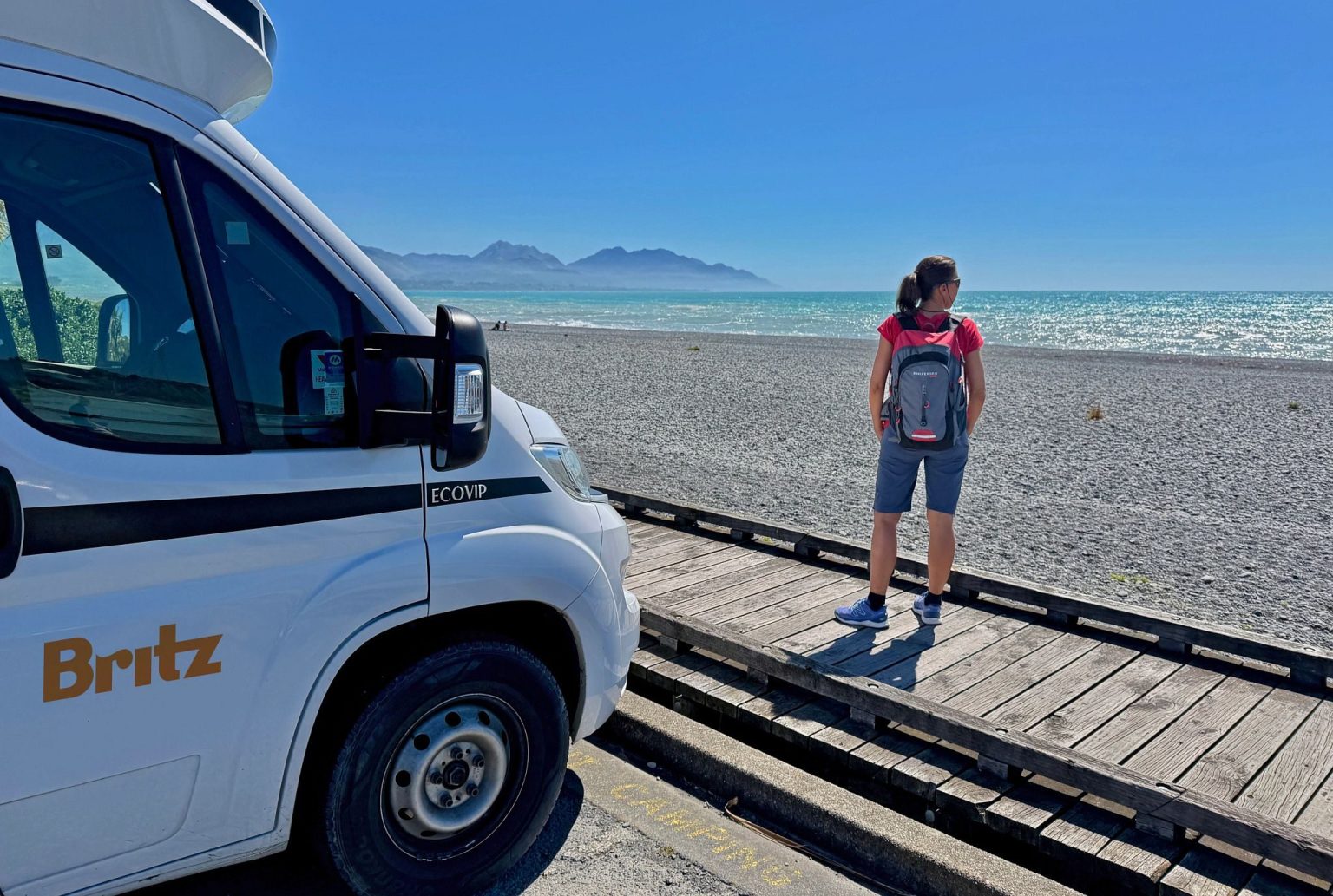 A Britz Wanderer campervan at Kaikoura, South Island, New Zealand