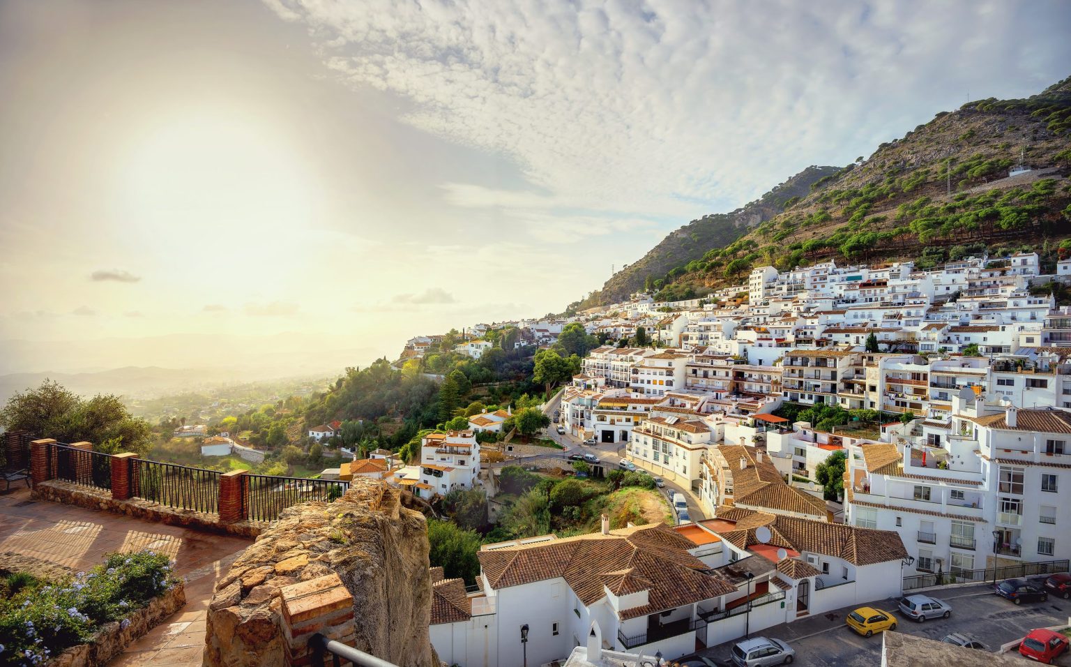 The hilltop white village of Mijas Pueblo above the Costa del Sol