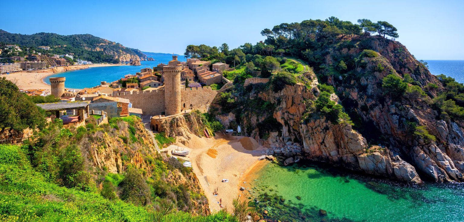 Walled old town and cove at Tossa de Mar on the Costa Brava