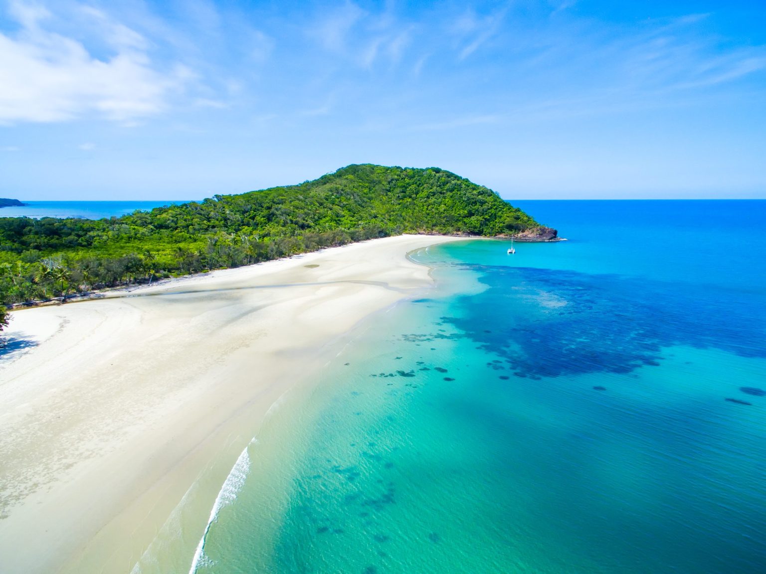 Beach and rainforest headland near Cape Tribulation, Far North Queensland