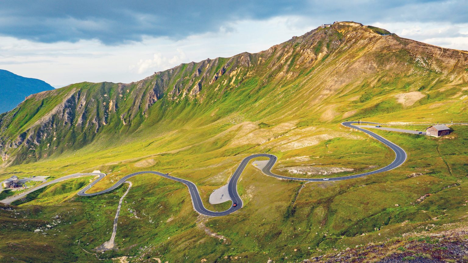 Grossglockner High Alpine Road switchback at sunset, Austria