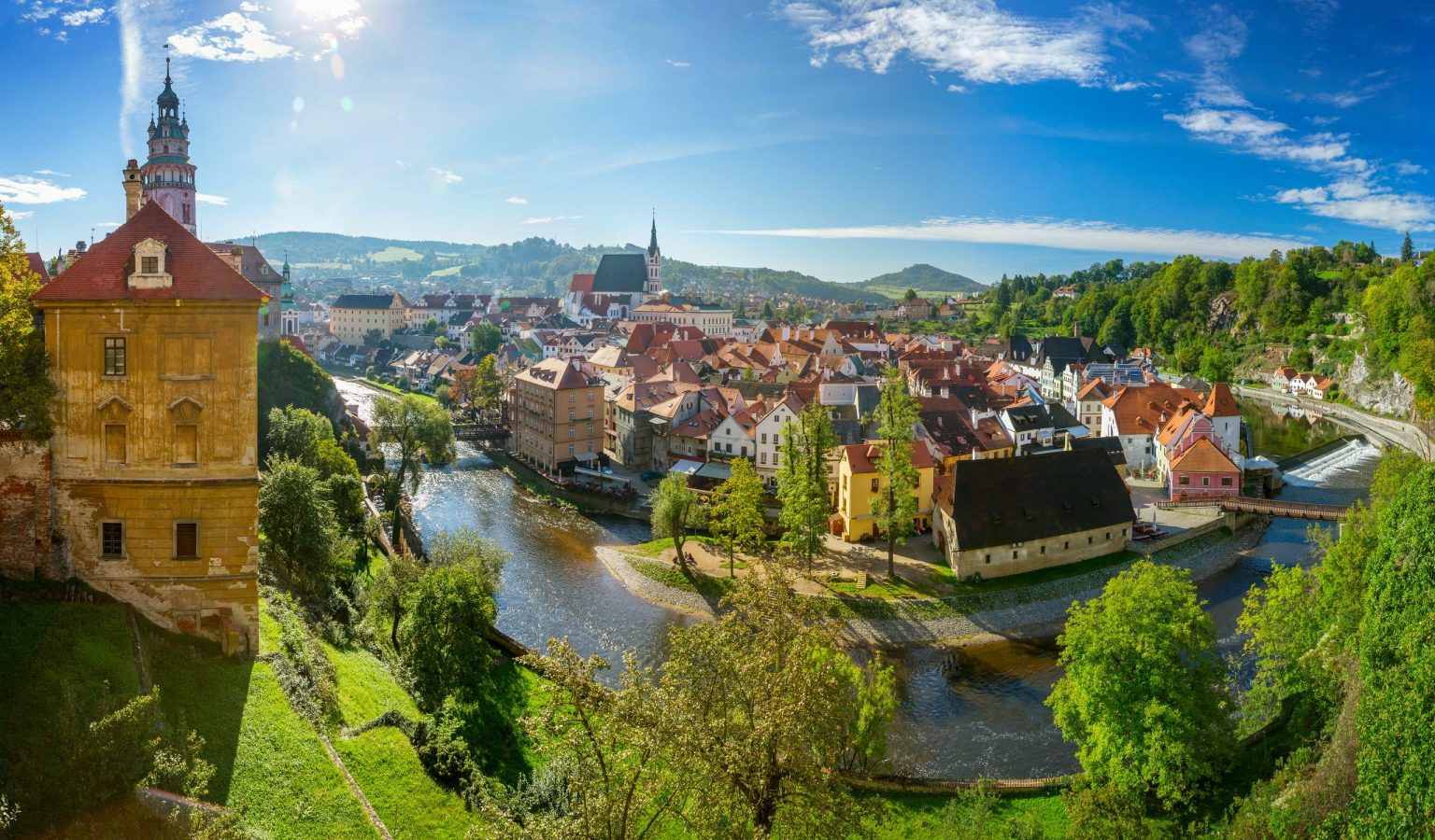 Český Krumlov old town in a bend of the Vltava