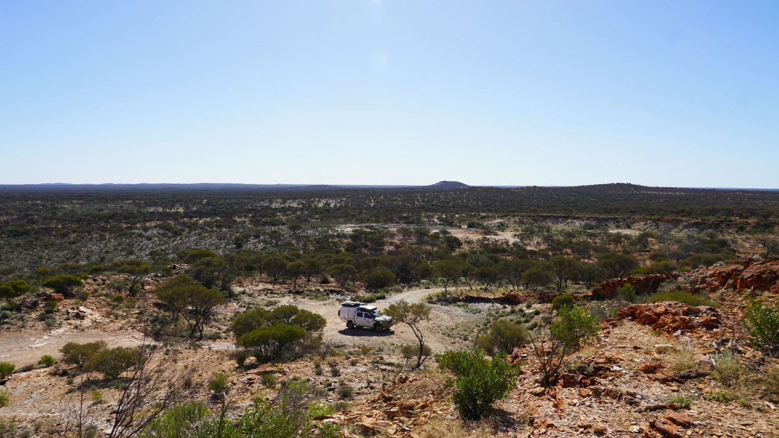 A Britz Warrior 4WD at Giles Breakaway Lookout on the Great Central Road, Western Australia