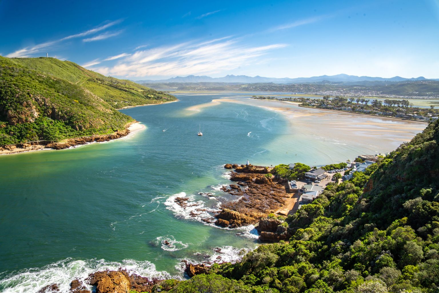 Aerial view of Knysna Heads on the Garden Route