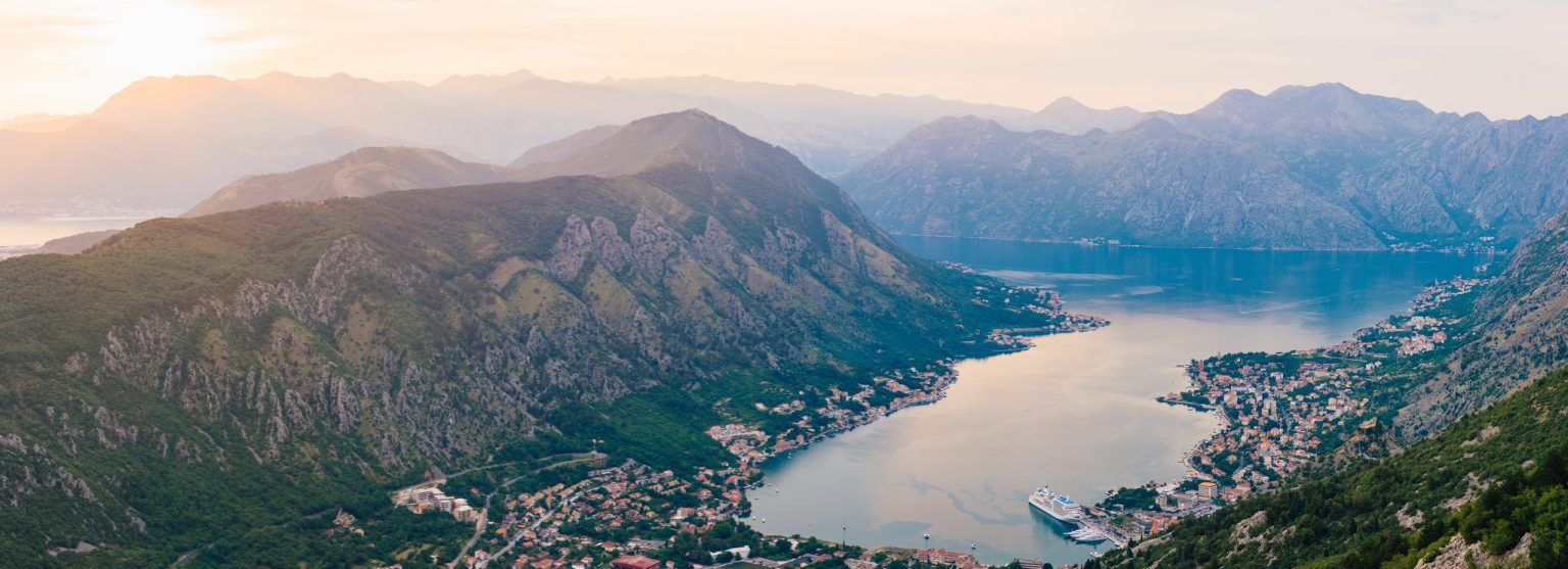 Panorama of the Bay of Kotor from the serpentine road, Montenegro