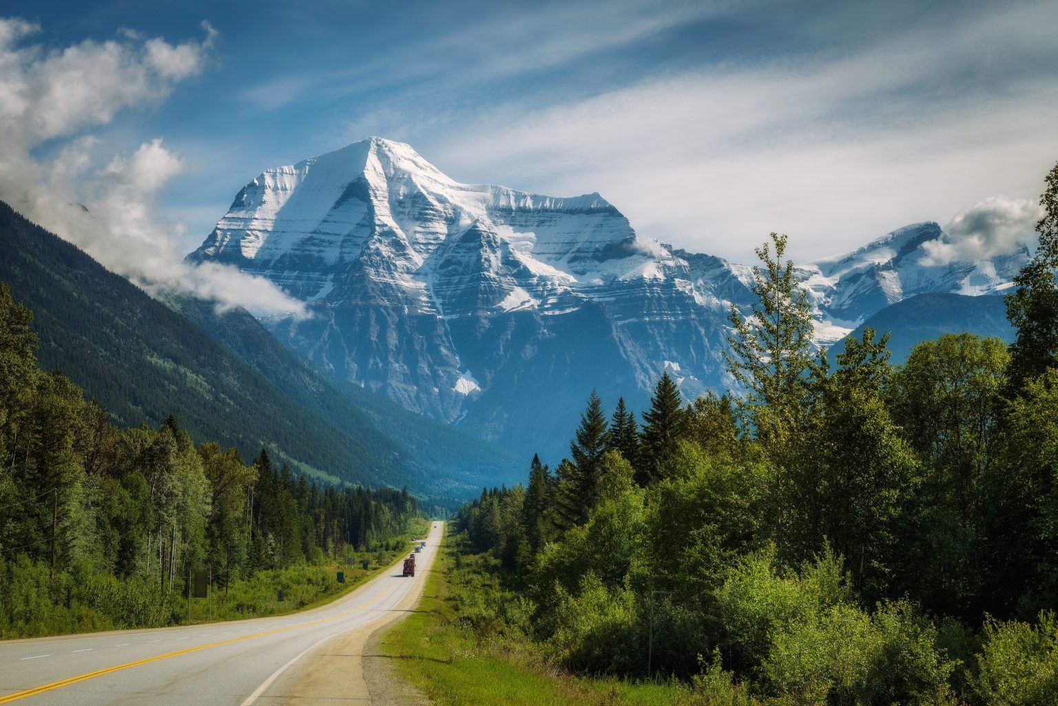 Mount Robson above the Yellowhead Highway, British Columbia
