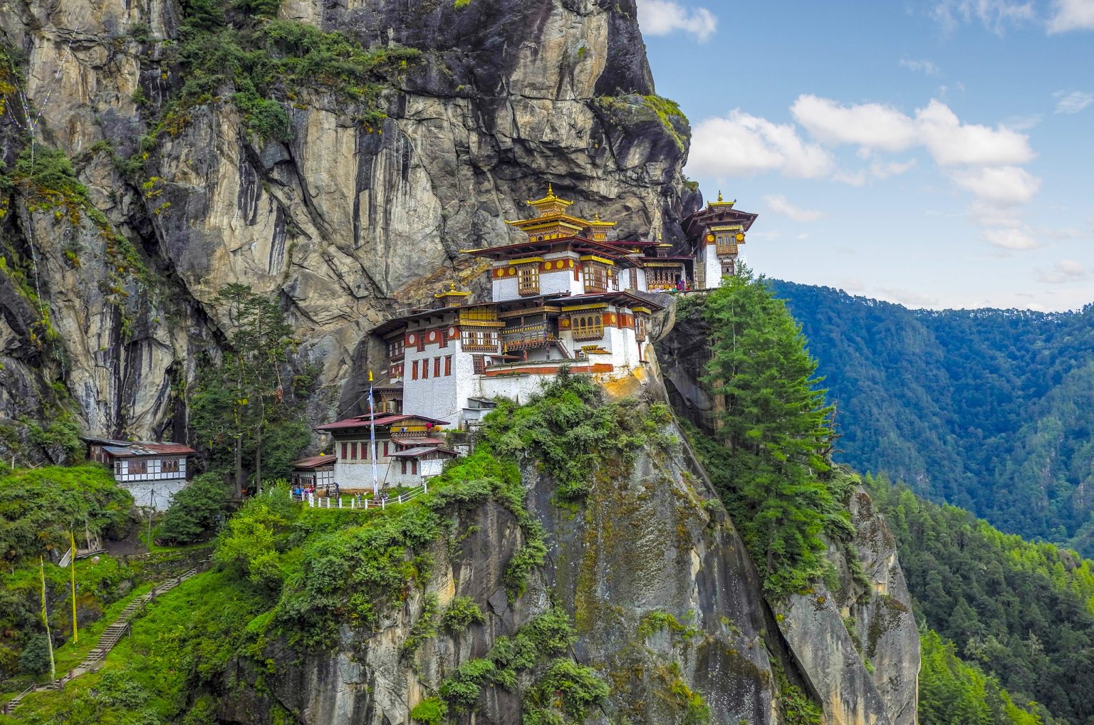 Tiger's Nest Monastery on the cliffs of the Paro Valley, Bhutan