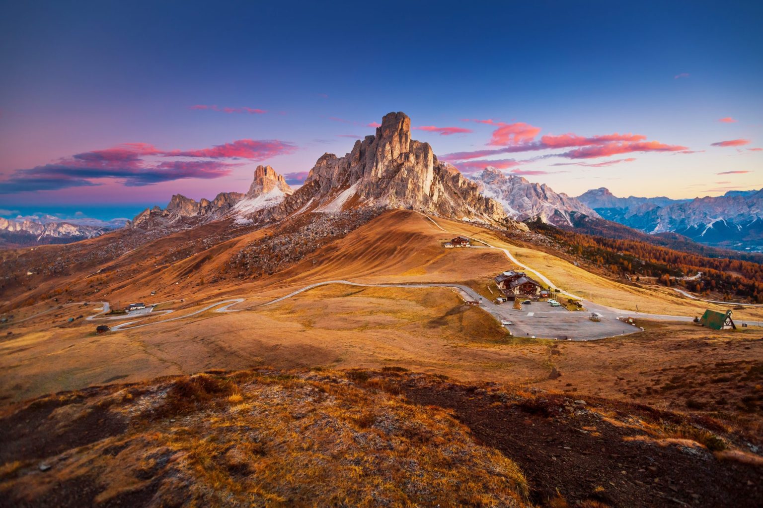 Passo Giau and Ra Gusela at sunrise, Dolomites