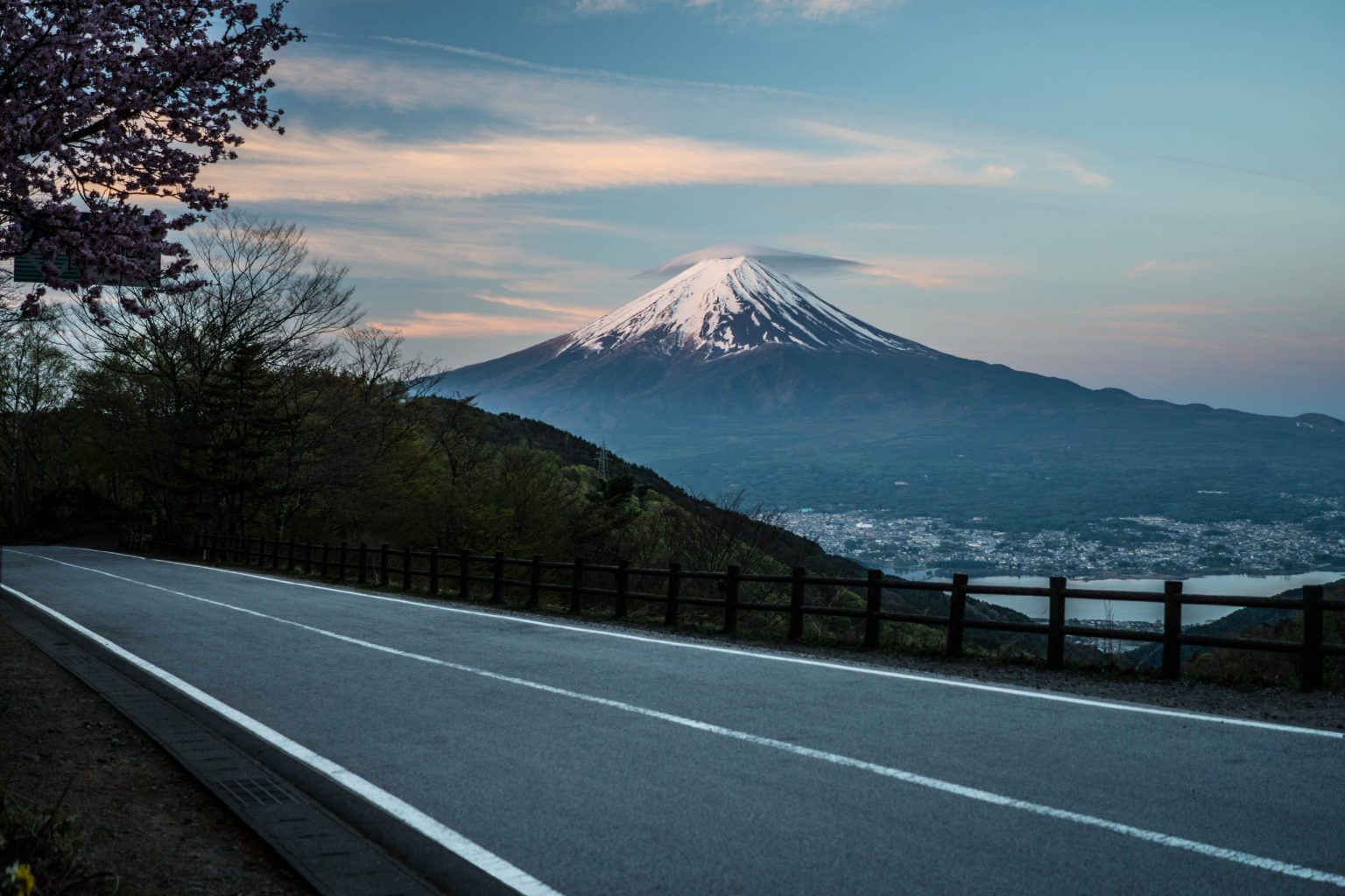Road with a view of Mount Fuji