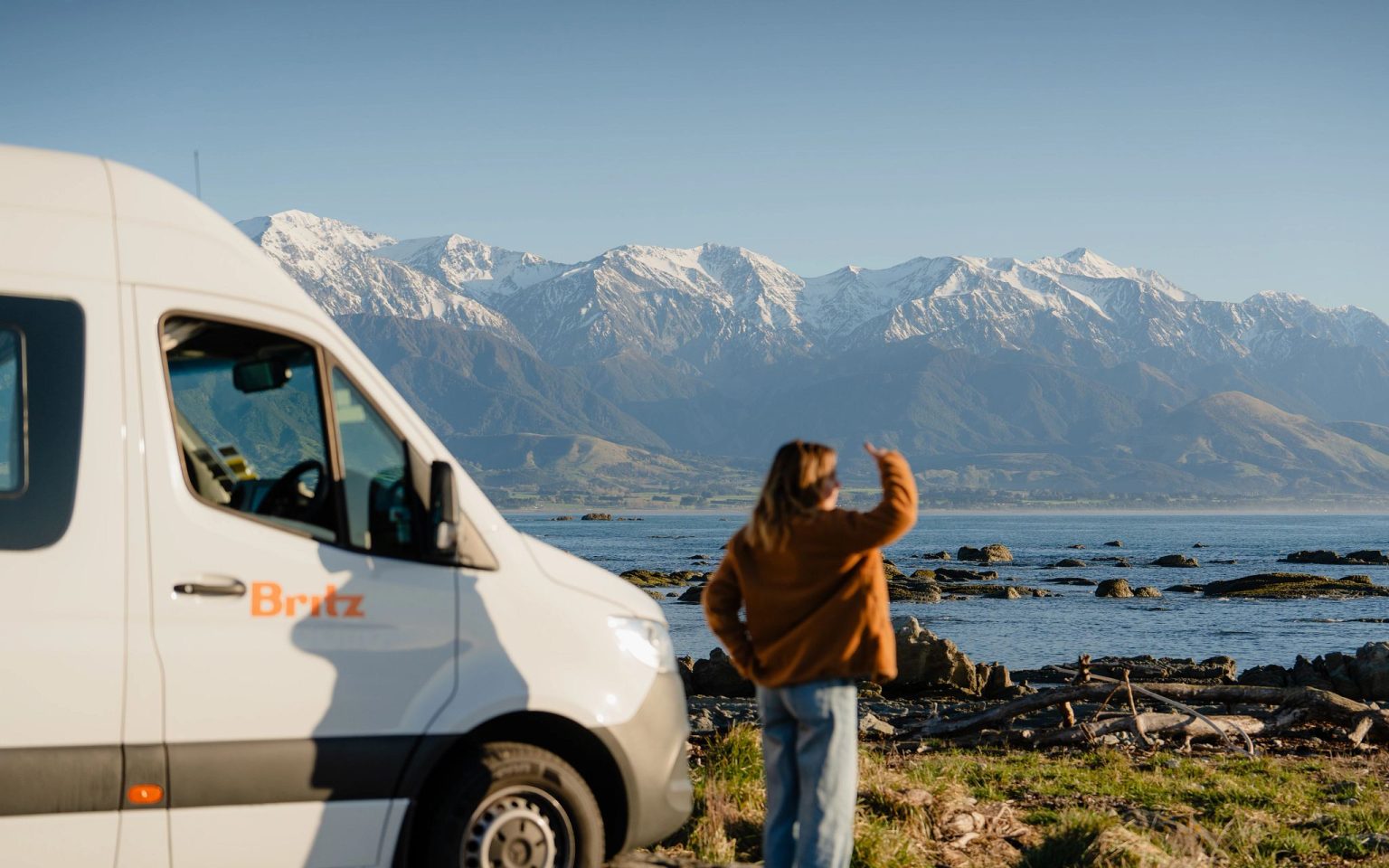 A Britz Venturer campervan at Kaikoura, South Island, New Zealand