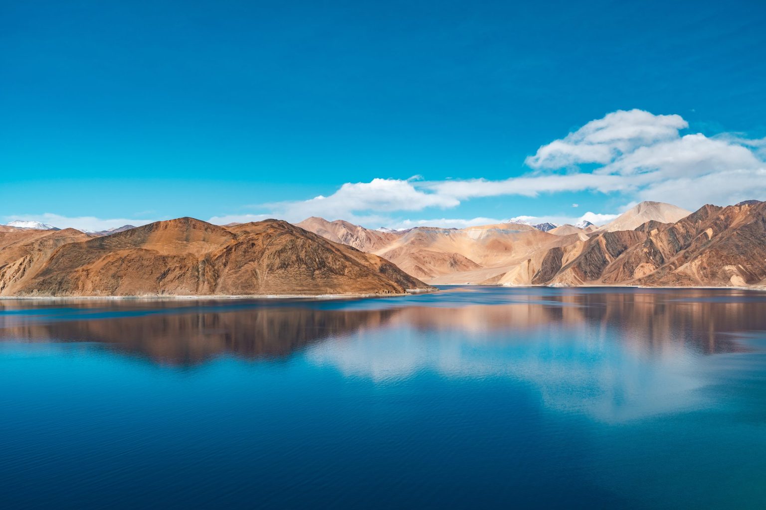 Pangong Lake beneath the mountains of Ladakh