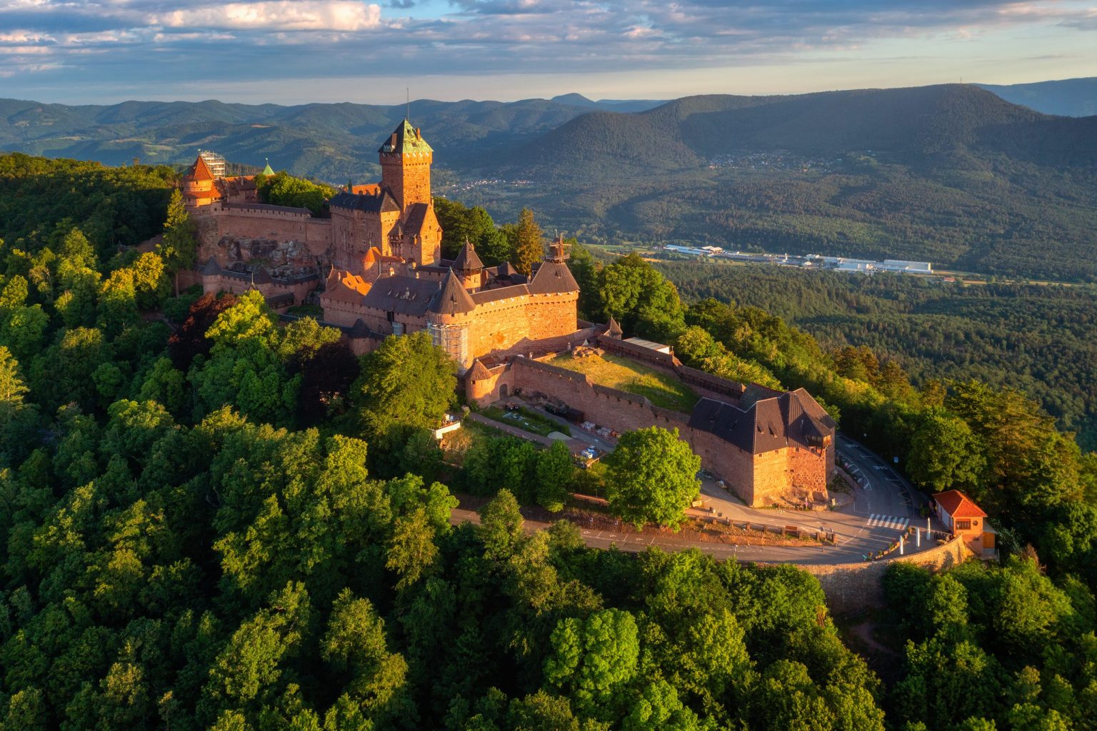 Haut-Koenigsbourg castle on its forested ridge, Alsace