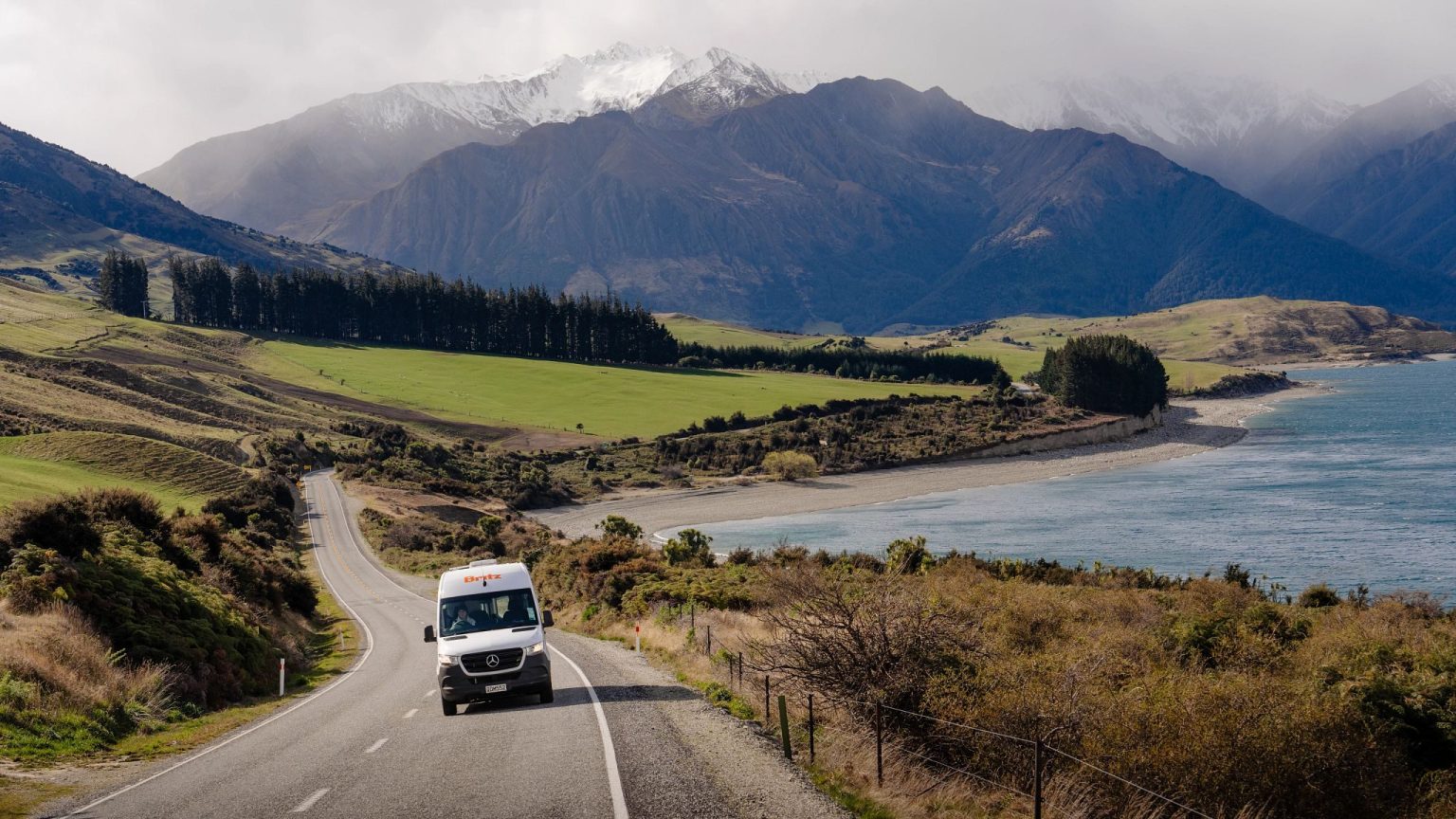 A Britz Venturer campervan at Wanaka, South Island, New Zealand