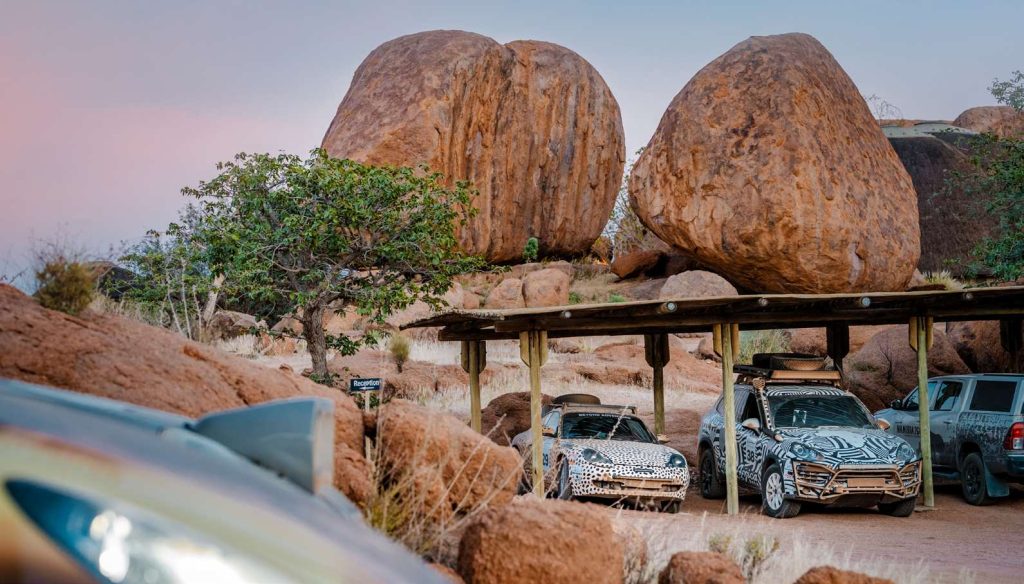 Campsite among giant granite boulders in Namibia