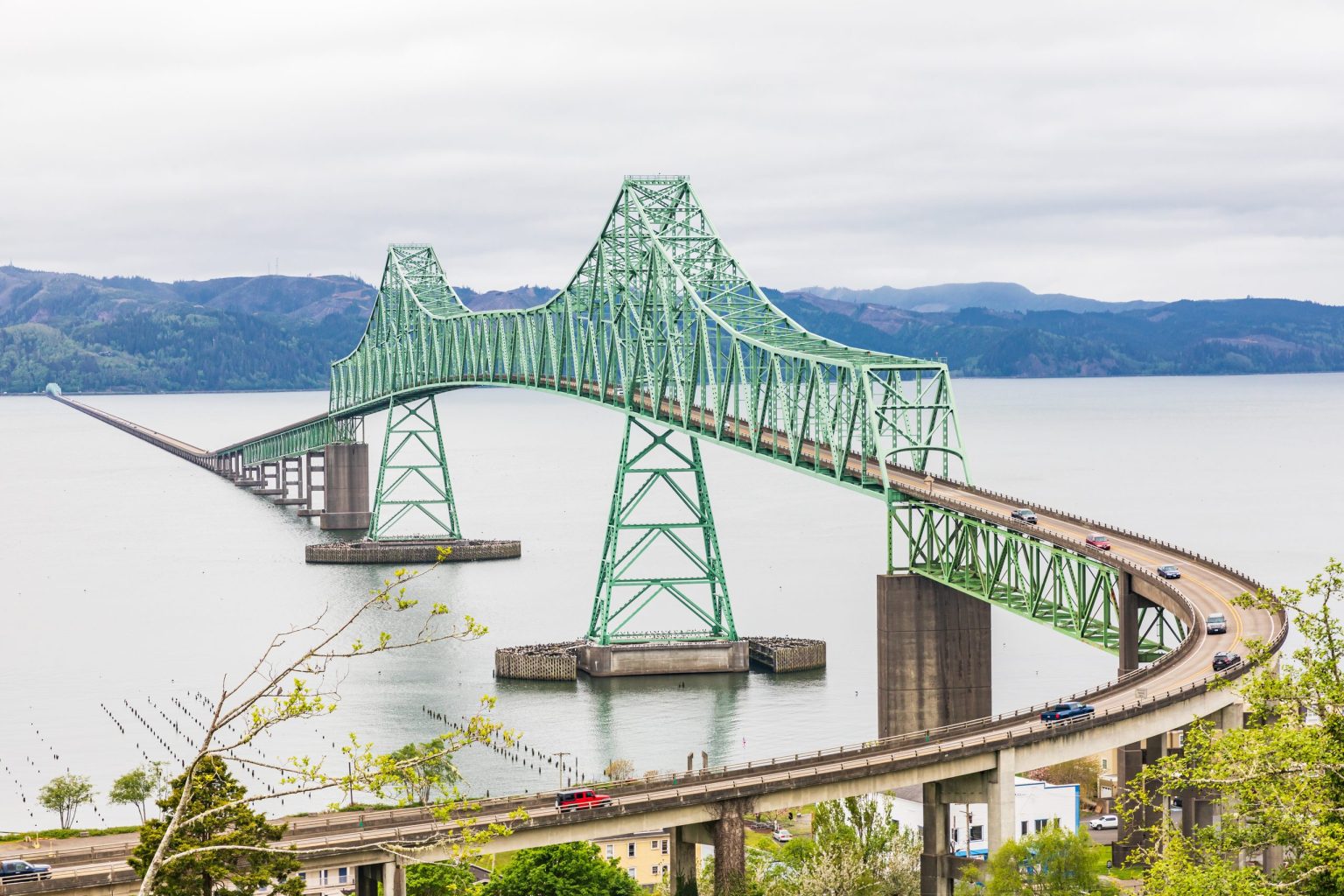 Astoria-Megler Bridge spanning the mouth of the Columbia River, Oregon