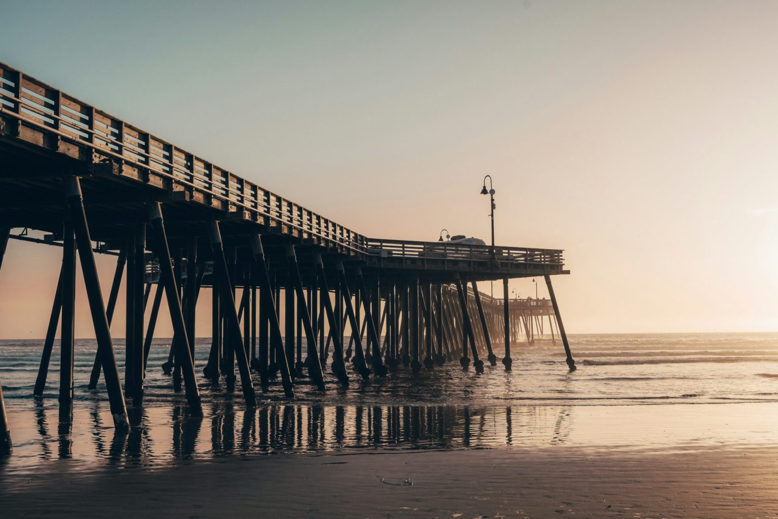 Pismo Beach pier at sunset on the California coast