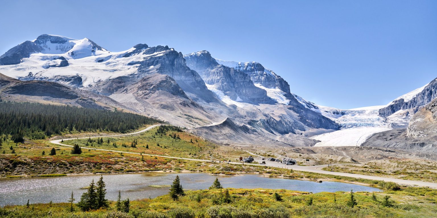 Athabasca Glacier and the Columbia Icefield from the Icefields Parkway
