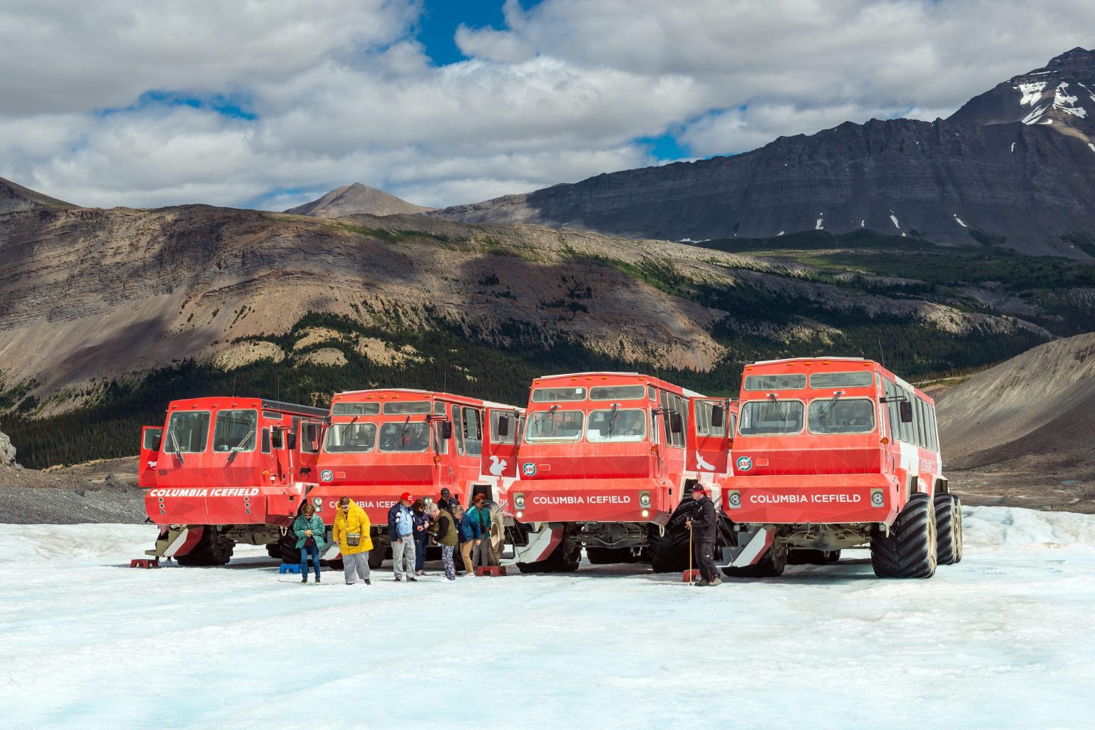 Ice Explorer vehicles on the Columbia Icefield, Jasper