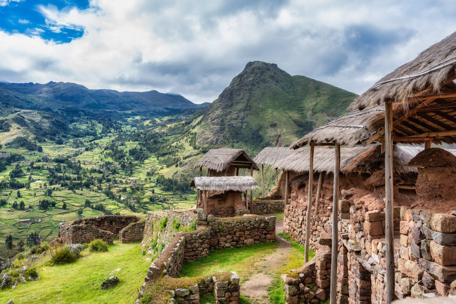Inca terraces at Pisac above the Sacred Valley