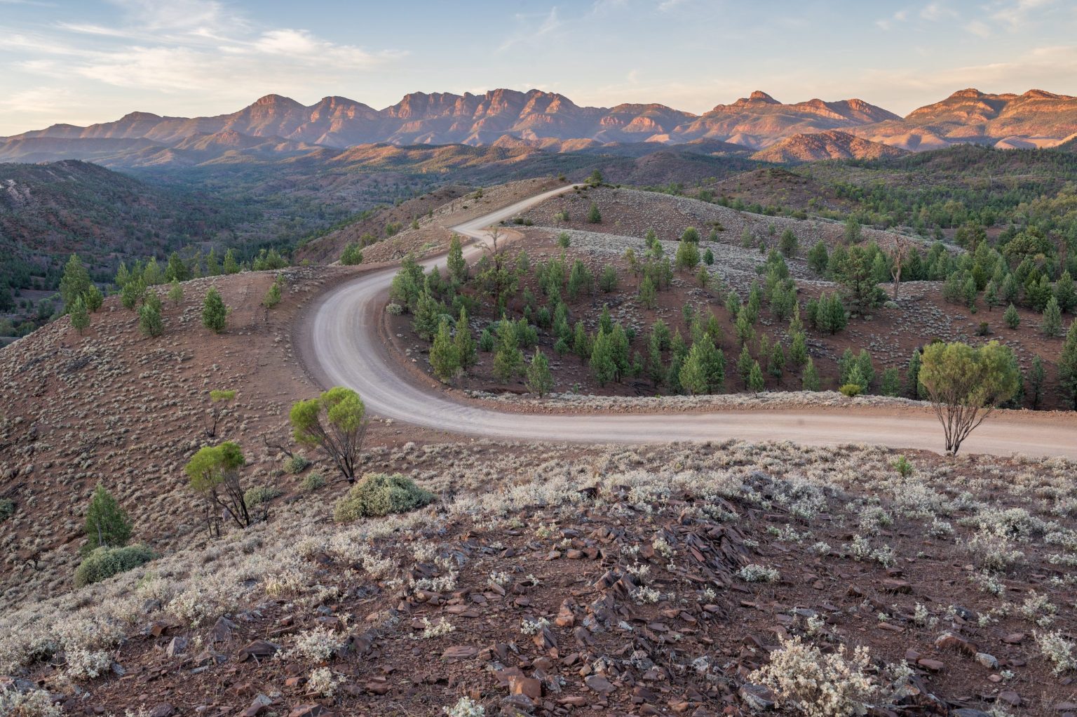 Gravel road winding through the Flinders Ranges, South Australia