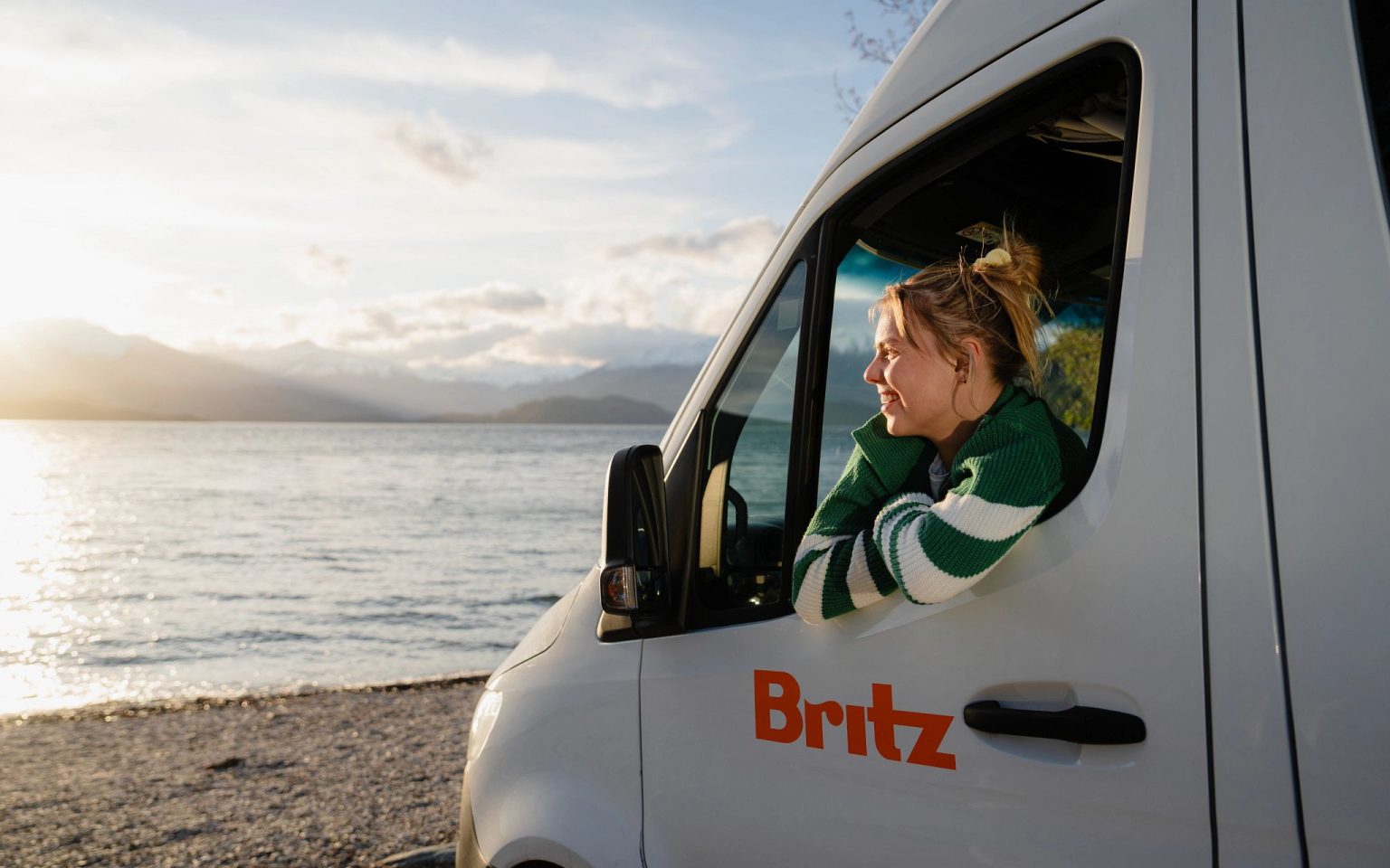 A Britz Venturer campervan at Wanaka, South Island, New Zealand