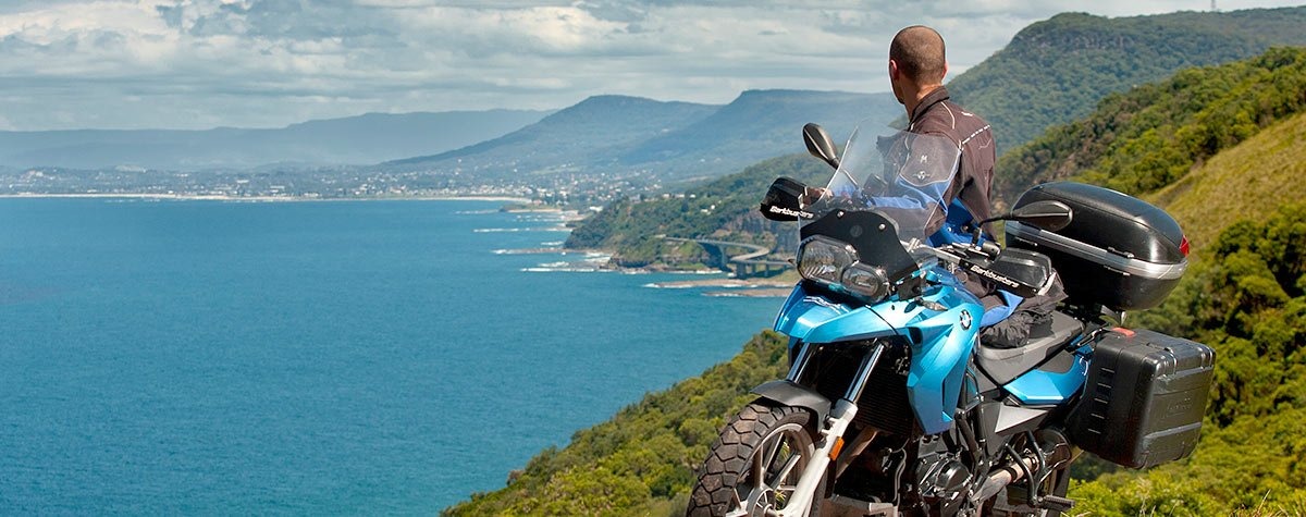 seacliff bridge and bmw rider