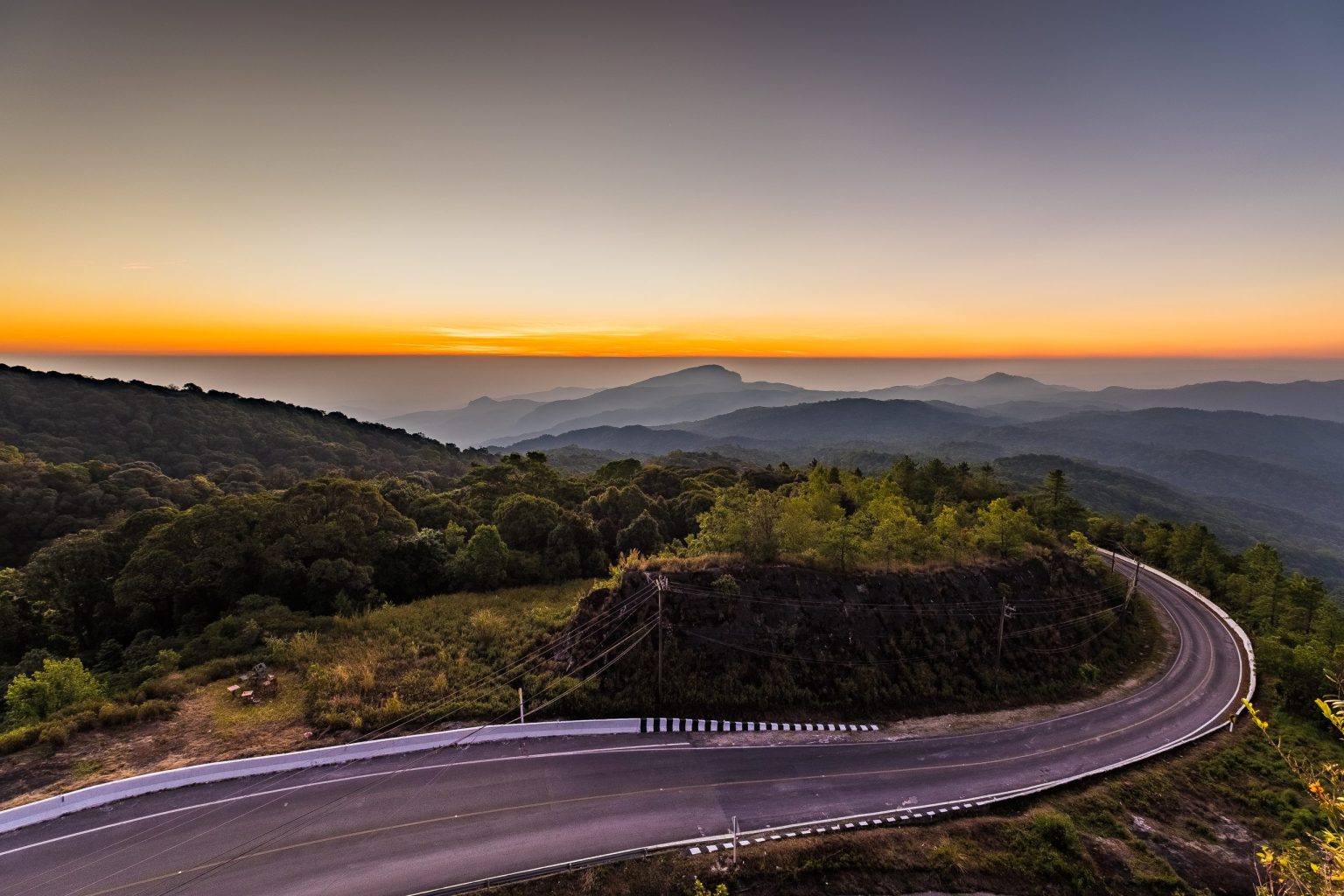 Sunset over the mountains from Doi Inthanon