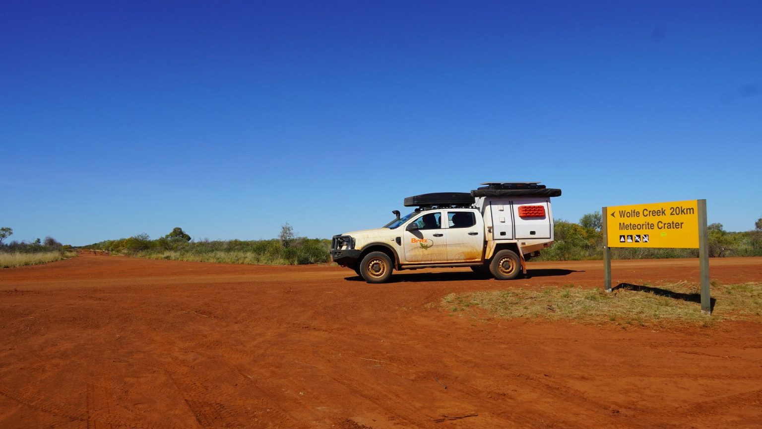 A Britz Warrior 4WD at Wolfe Creek Crater, Western Australia