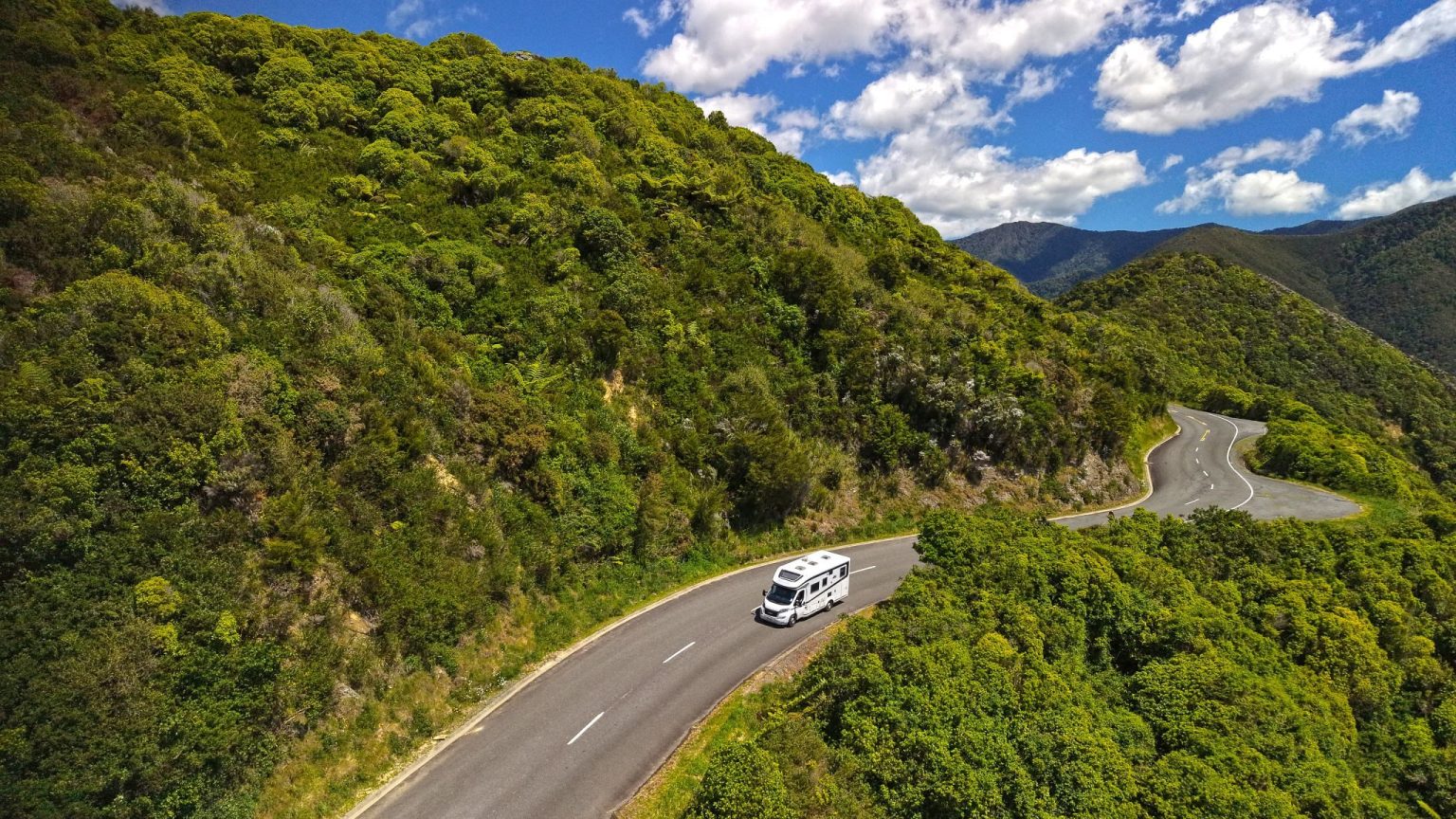 A Britz Wanderer campervan at Havelock, South Island, New Zealand