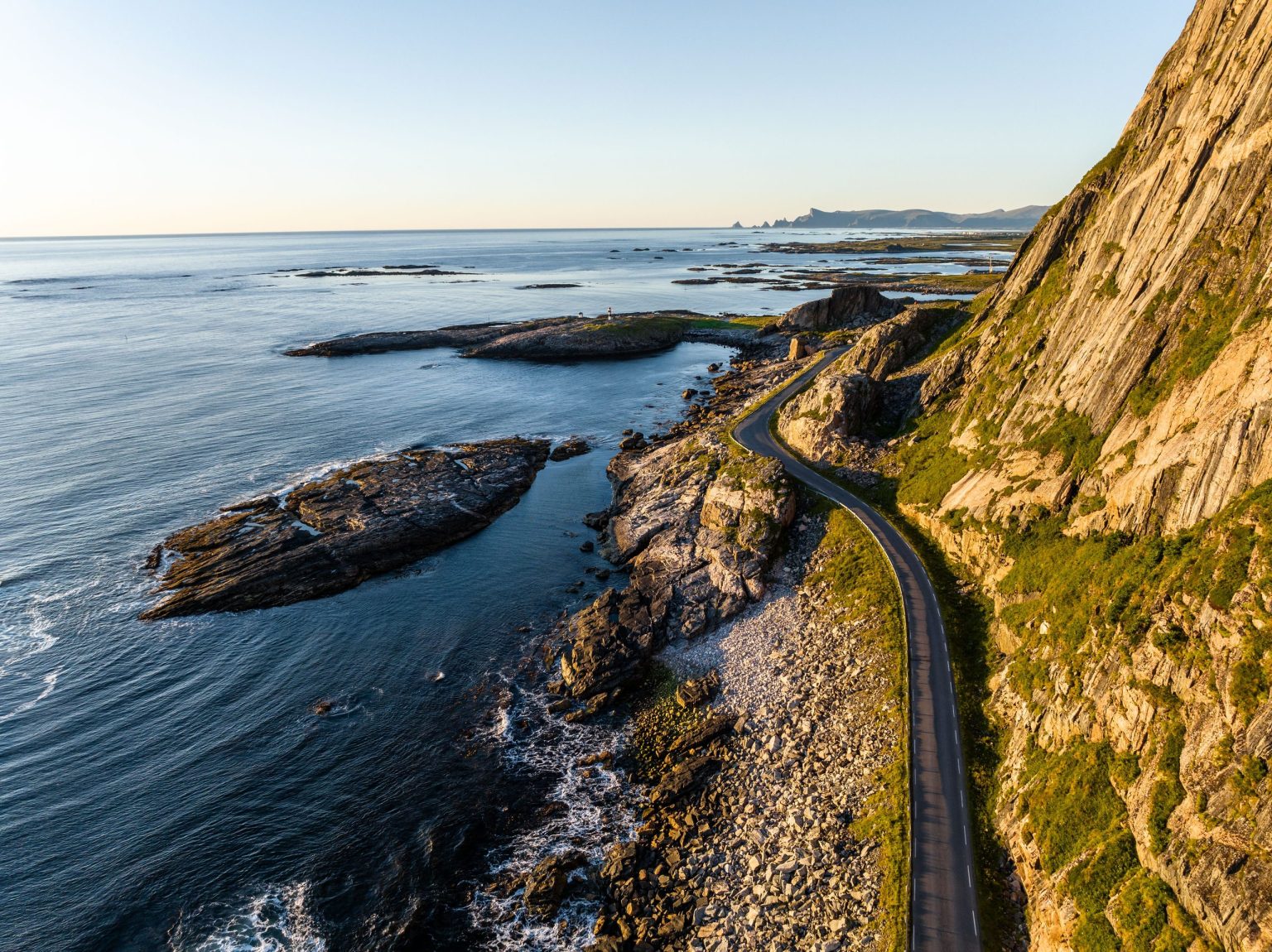 A coastal road above the Norwegian Sea in northern Norway