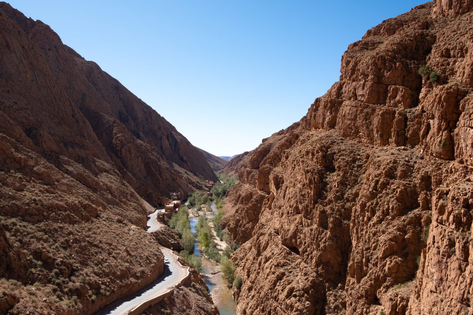 Red rock walls of the Dades Gorge, Morocco