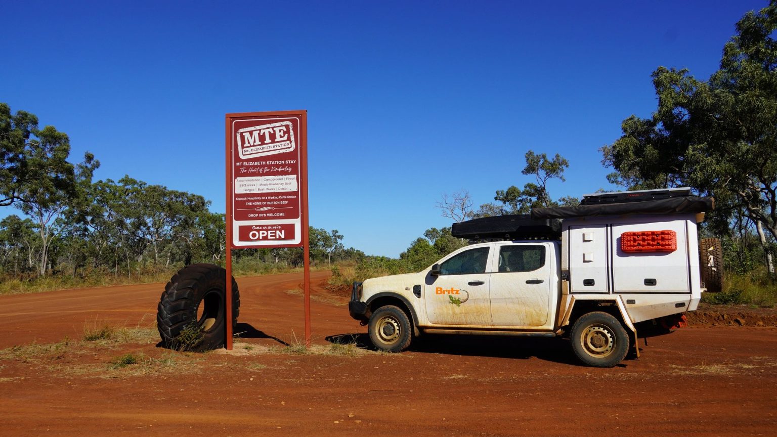 A Britz Warrior 4WD at Mt Elizabeth Station on the Gibb River Road, Western Australia
