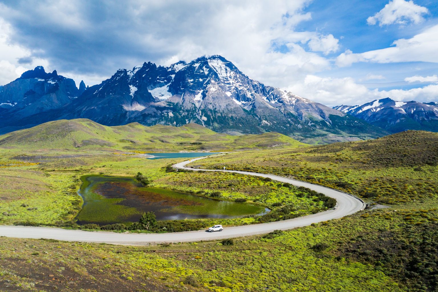 Aerial view of Torres del Paine National Park, Chilean Patagonia